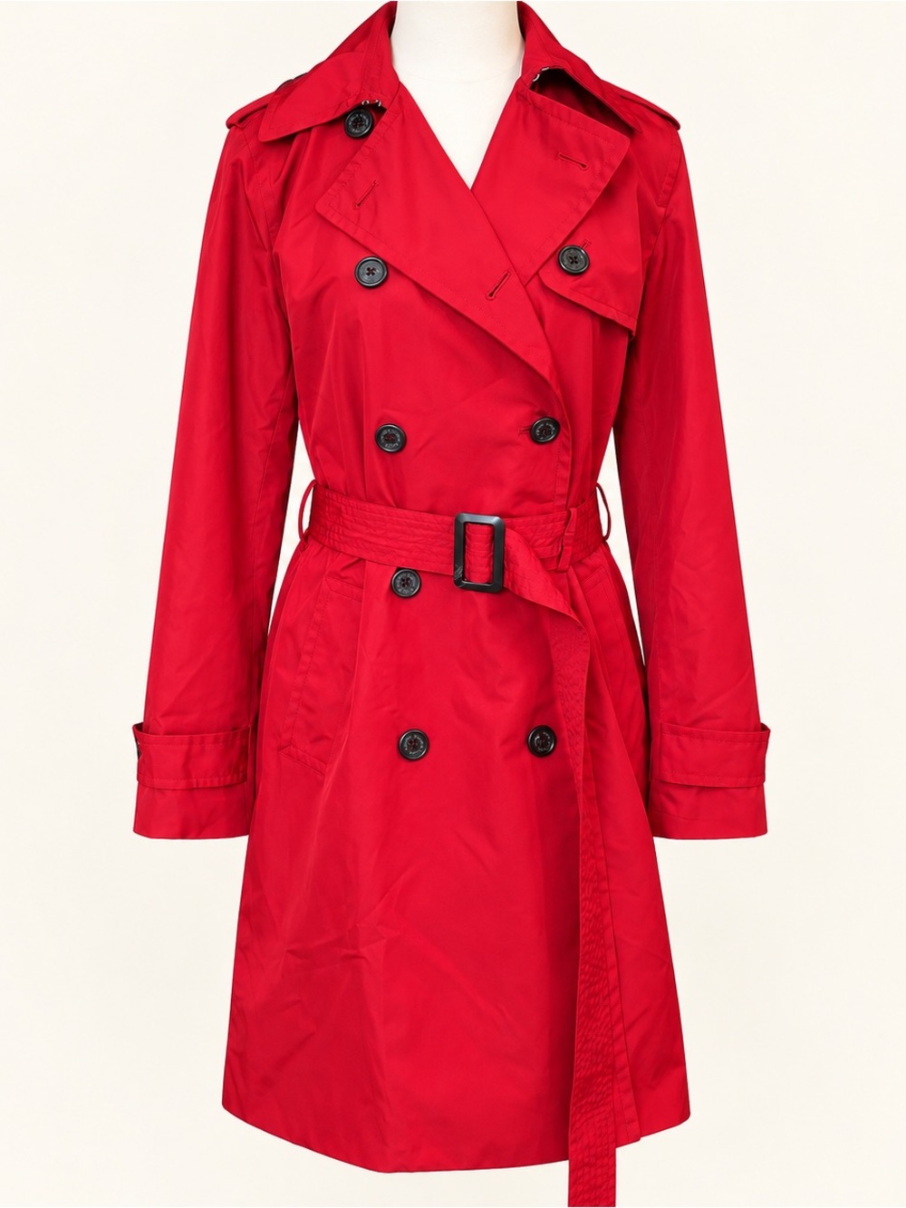 Lauren Ralph Lauren • Red Belted Double-Breasted Trench Coat • Size Small